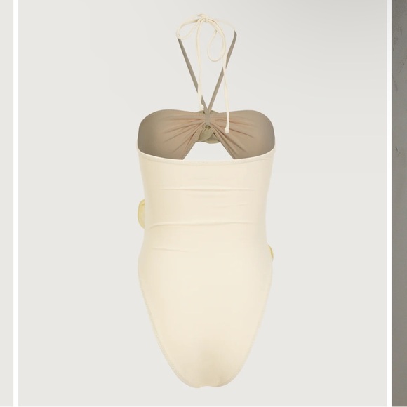 SAME Swim Rosette Cut Out One Piece in Faux Suede Cream - Picture 4 of 9